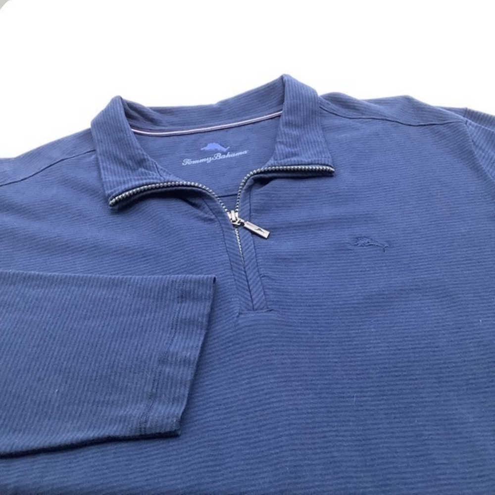 Tommy Bahama Mens 1/4 Zip Pullover Lightweight Sweater Blue‎ Striped Size XXL